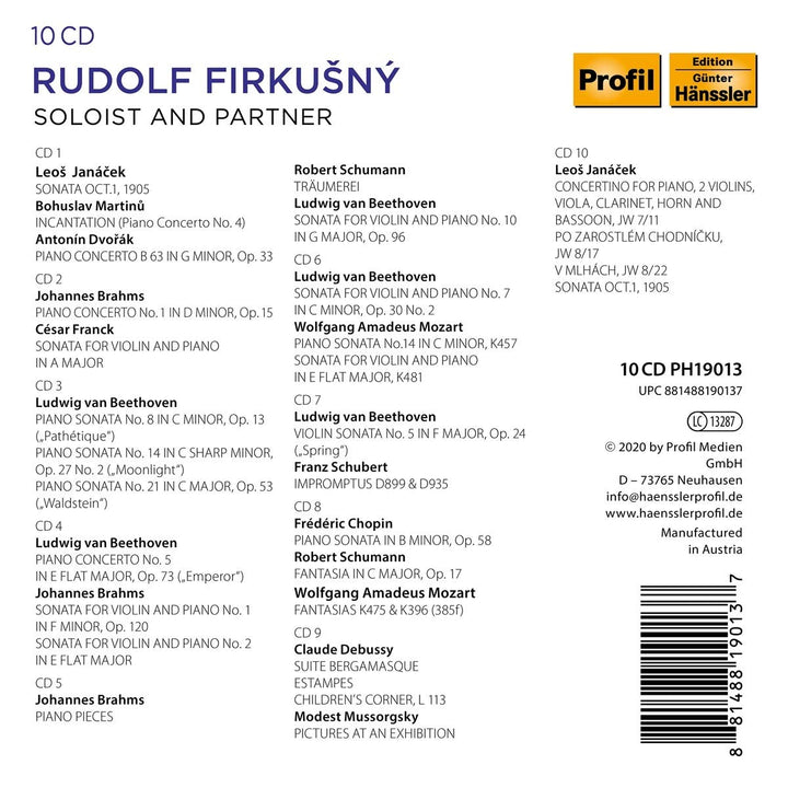 Rudolf Firkusny - Soloist and Partner // Klavierkonzerte von Dvorak, Beethoven, Schumann: Träumerei,