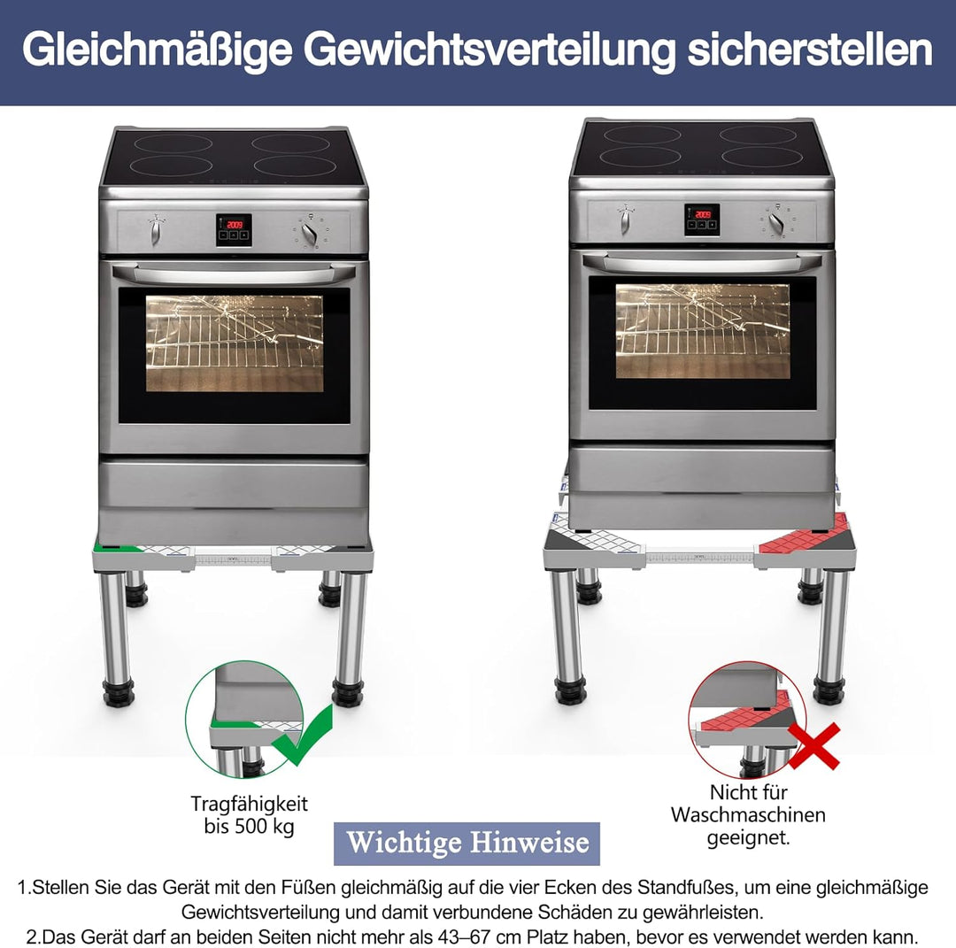 DEWEL Untergestell Kühlschrank erhöhung Höhe 33-36cm Verstellbare unterschrank kühlschrank sockel fü