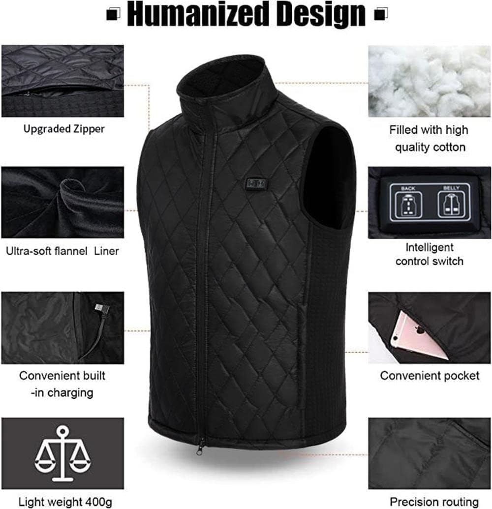Seenew Beheizte Weste Unisex L Schwarz, L Schwarz