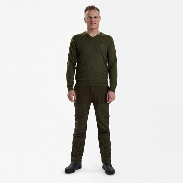 Deerhunter Kingston Knit W. V-Ausschnitt Green Melange L Grün, L Grün