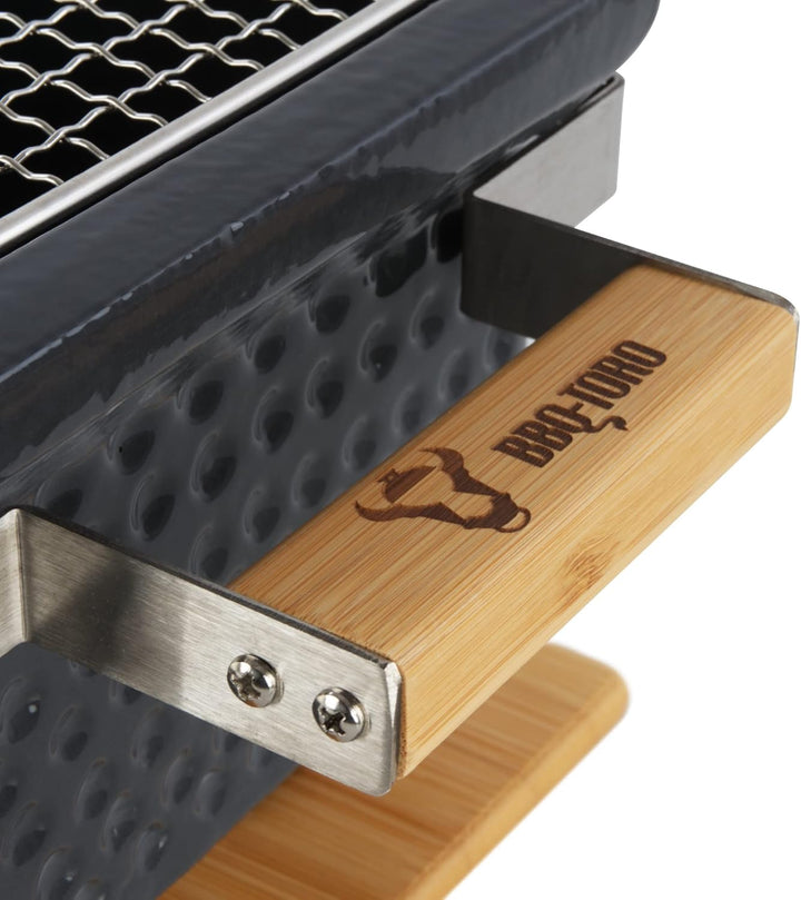 BBQ-Toro Keramik Tischgrill mit Holzunterlage | 50 x 23 x 17 cm | Hibachi Tischgrill ohne Strom | Gr