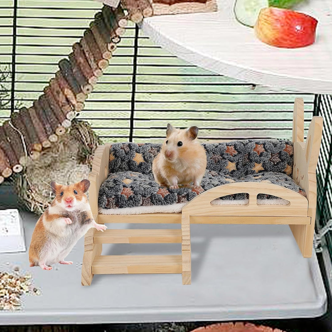 Sparklenut Meerschweinchen Hängematte Holz, Meerschweinchen Bett, Meerschweinchen Versteck mit Trepp