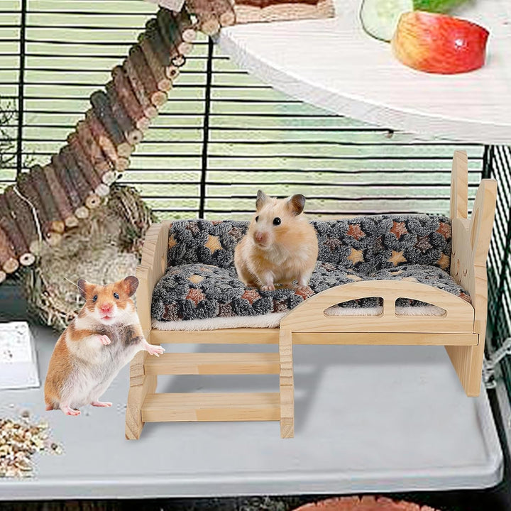 Sparklenut Meerschweinchen Hängematte Holz, Meerschweinchen Bett, Meerschweinchen Versteck mit Trepp