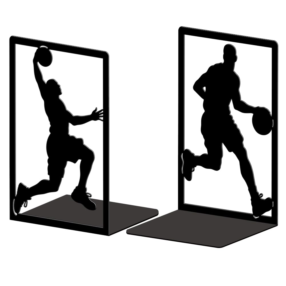 Peacoblue Buchstütze Dekorativ Modern Basketball Metall Buchstützen für Schwere Bücher 13.5x10.9x20.