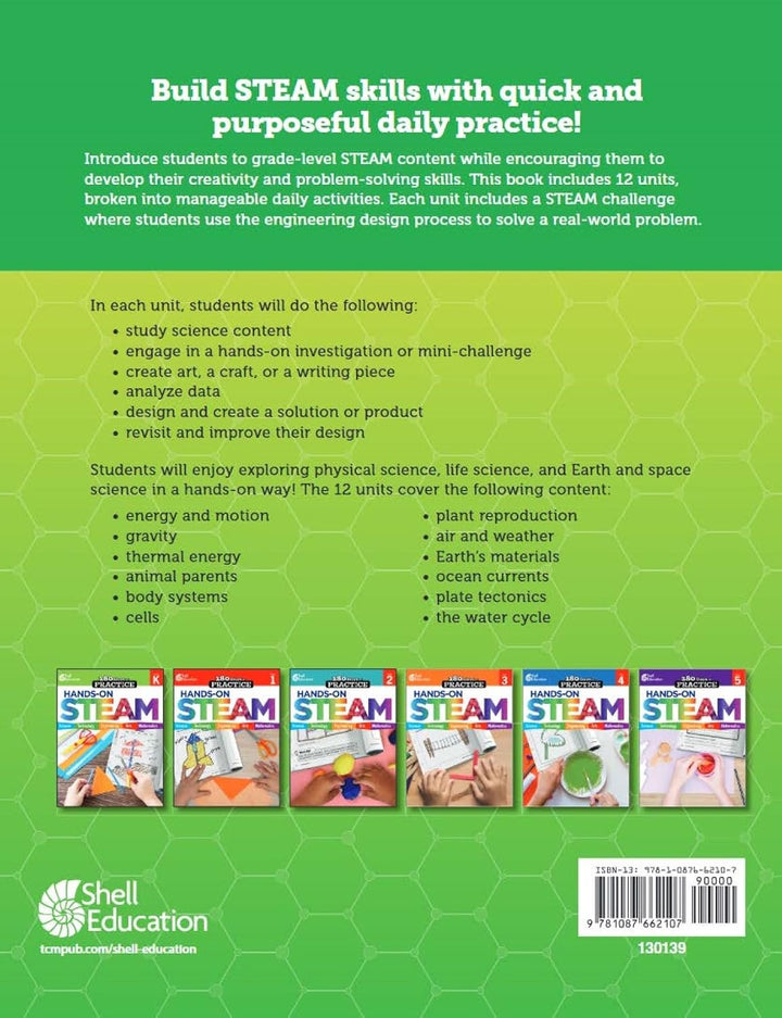 180 Days: Hands-On STEAM: Grade 6 (180 Days of Practice), Paperback
