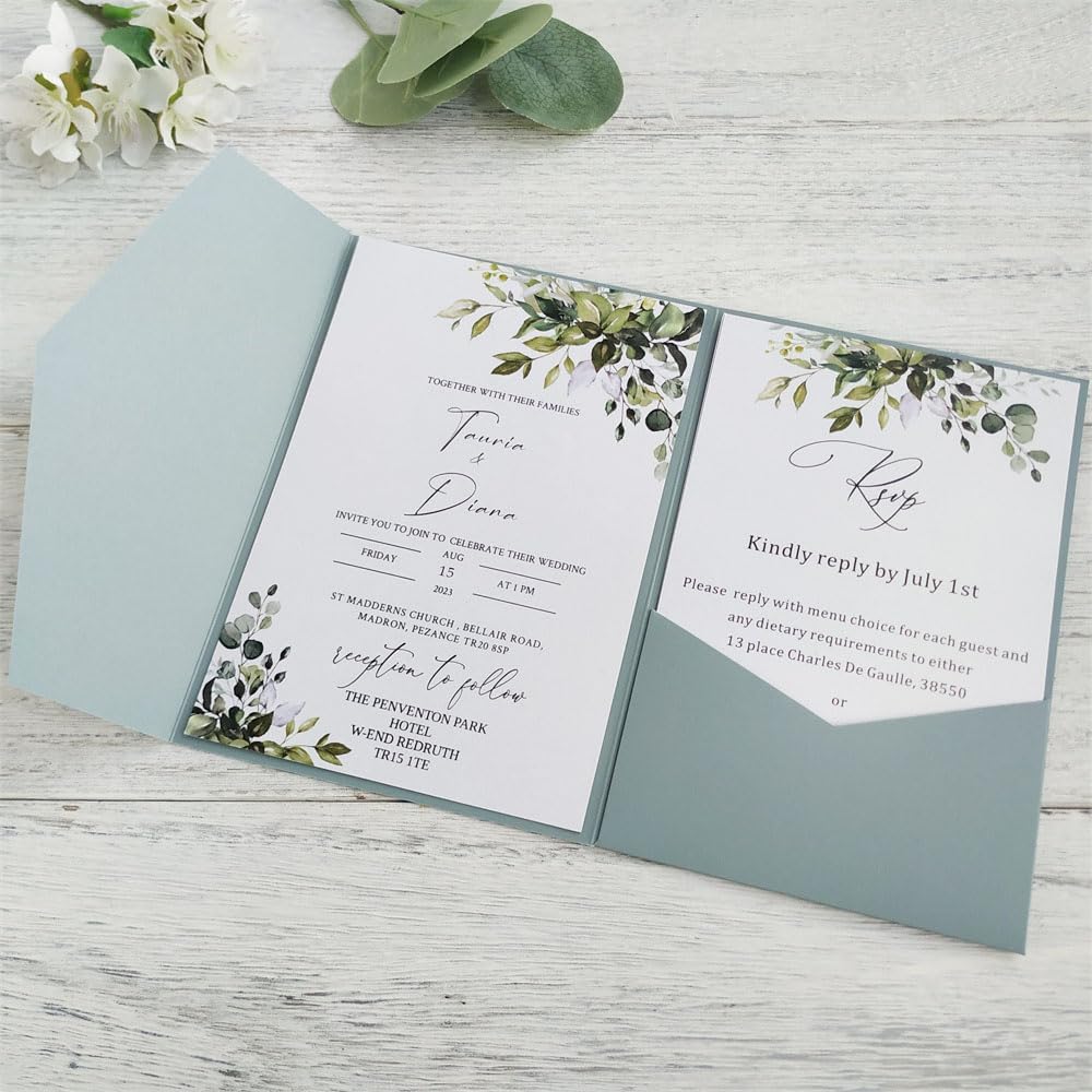 MillaSaw Hochzeitseinladungsbeutel, Seeblau, 25 Stück pro Packung, einfarbig, Seeblau