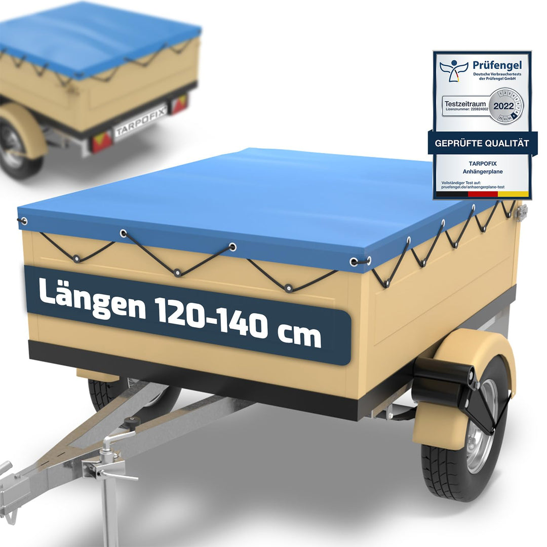 Tarpofix® Anhängerplane Flachplane 130 x 105 x 7,5 cm - inkl. Planengummi - randverstärktes Anhänger