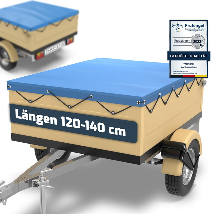 Tarpofix® Anhängerplane Flachplane 130 x 105 x 7,5 cm - inkl. Planengummi - randverstärktes Anhänger