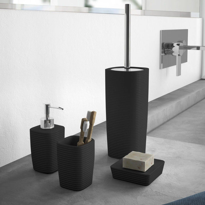 Kiamami Valentina - Schwarze Keramik - Toilettenbürstengarnitur | Calla Schwarz Toilettenbürste, Sch