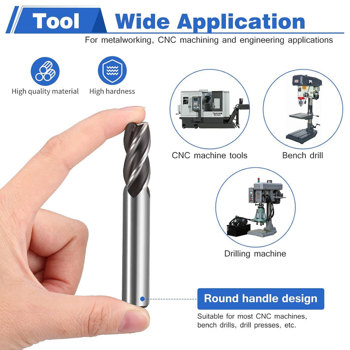 HSEAMALL10Stück Schaftfräser Set HSS Vierlippen Schaftfräser Metall CNC Fräser 4 Flöten Spiralfräser