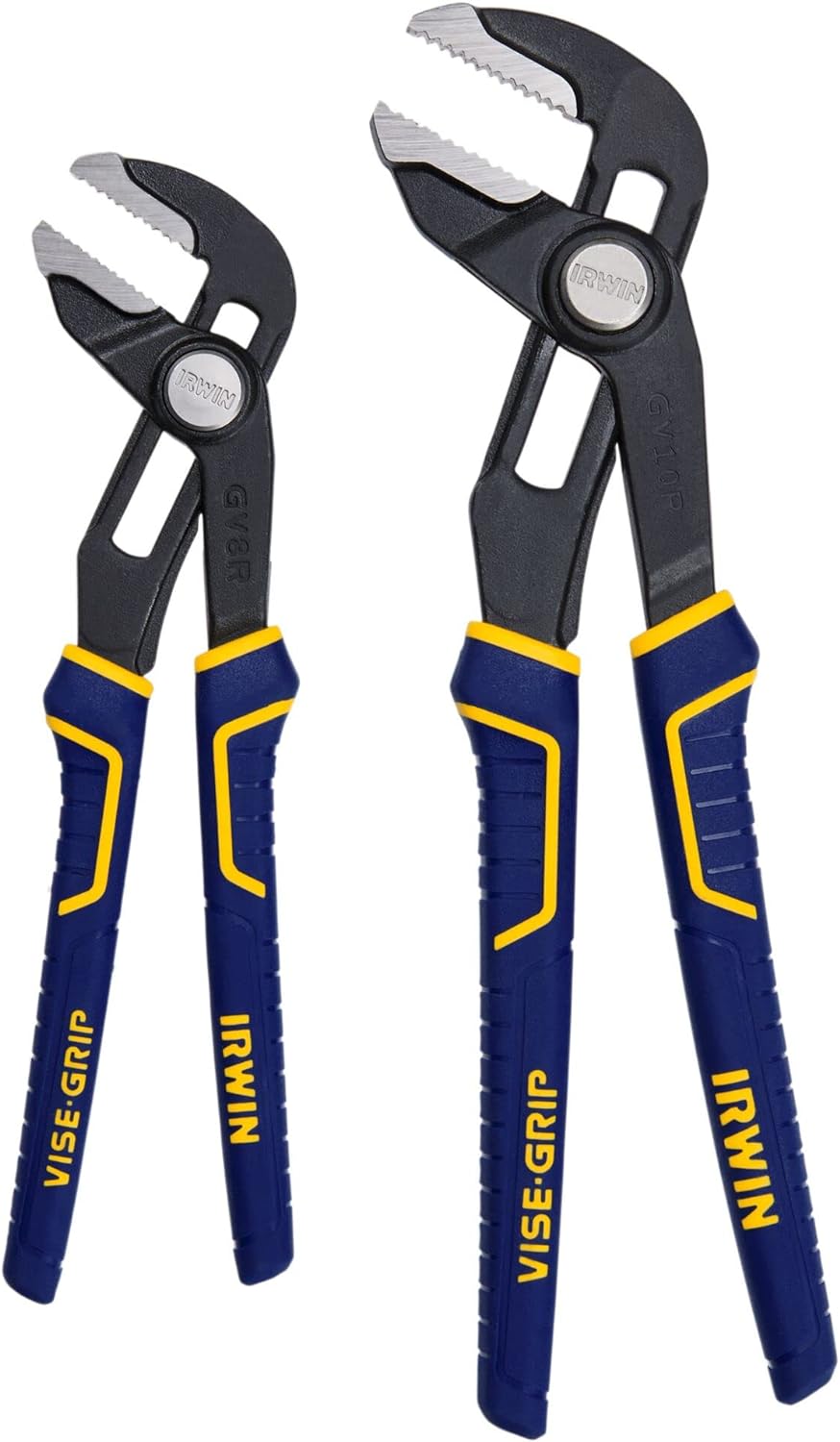 IRWIN Vise-Grip GrooveLock Pliers Set, Straight Jaw, 2-Piece (1802532) Black, 2-Pack (8", 10")