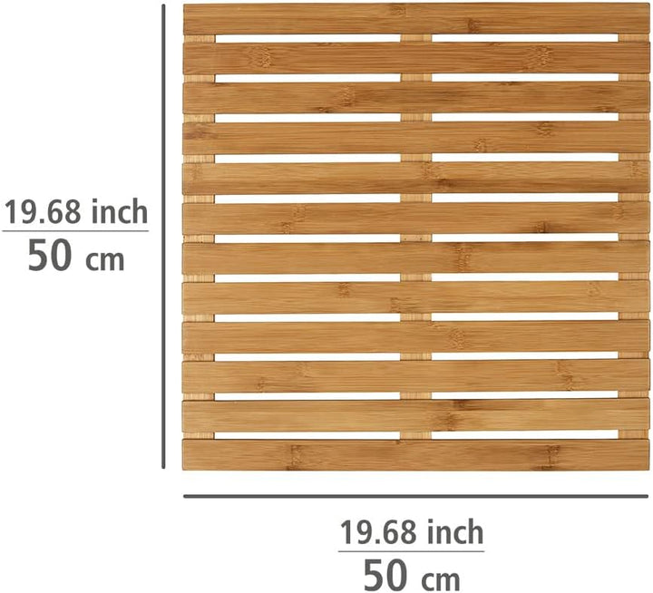 WENKO Baderost Bambus 50 x 50 cm, rutschfeste Badewannenmatte Antirutschmatte Mod. Indoor u. Outdoor