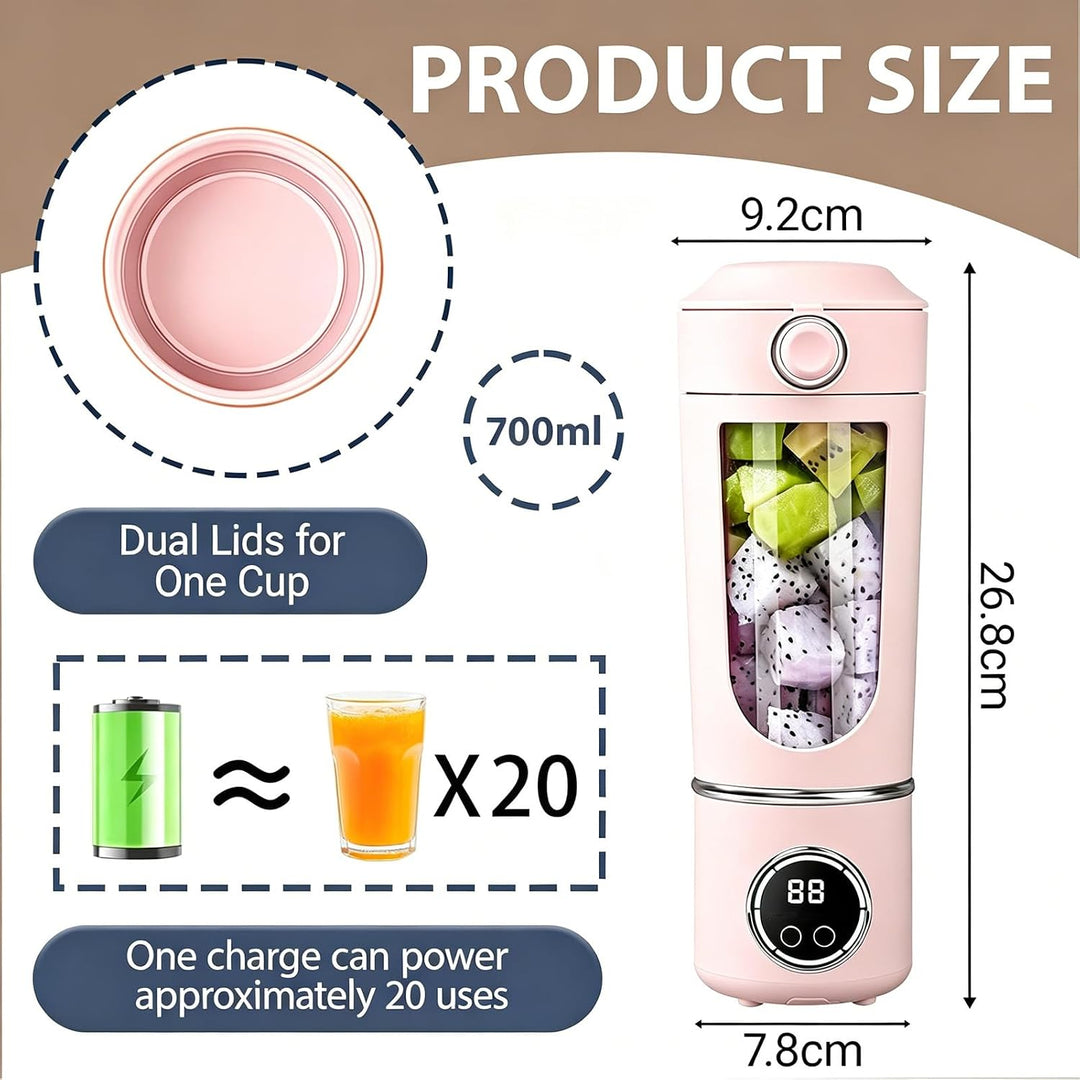 Tragbarer Mixer, 700ml Smoothie Maker to Go, 12-Blatt Portable Blender, Fresh Juice Mixer Flasche, U