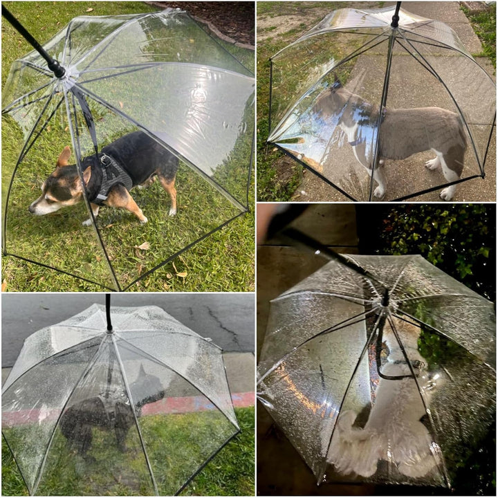 Enjoying Kleiner Hundeschirm, Hunde Regenschirm mit Leine Einstellbar, Regenmantel Hundeschirm Spazi