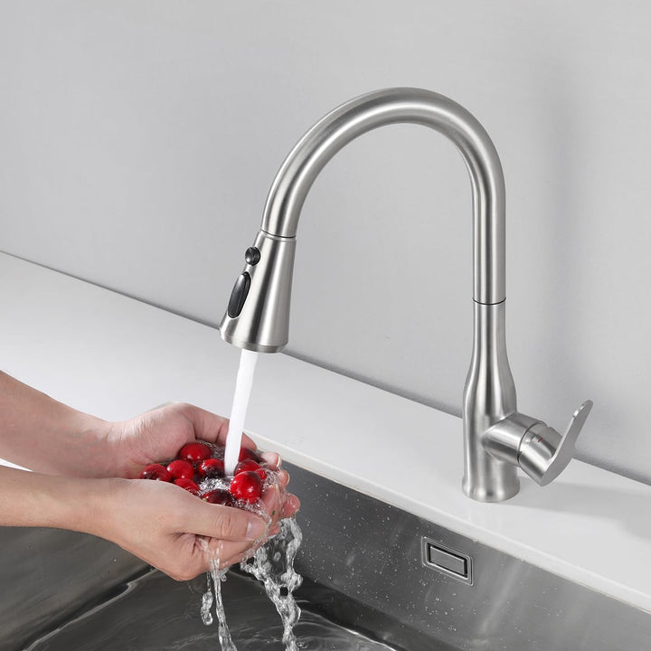 ONECE Küchenarmatur Ausziehbar, Wasserhahn Küche mit 3 Funktionen Brause, 360° Drehbare Spültischarm