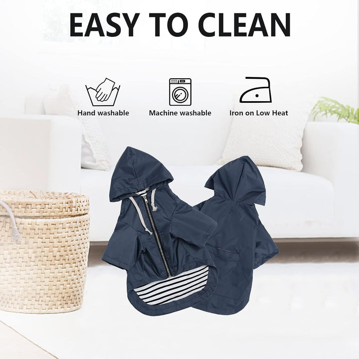 MOREZI Wind&Wasserdicht Hunderegenmantel mit Beinschutz & Fest Kapuze - Leichtes Outdoor - Für klein