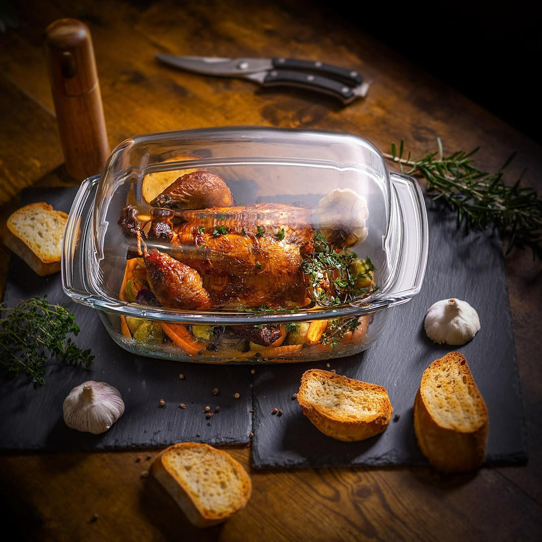 KADAX Auflaufform 7L aus hitzebeständigem Glas – rechteckige Glasform zum Braten & Backen, feuerfest