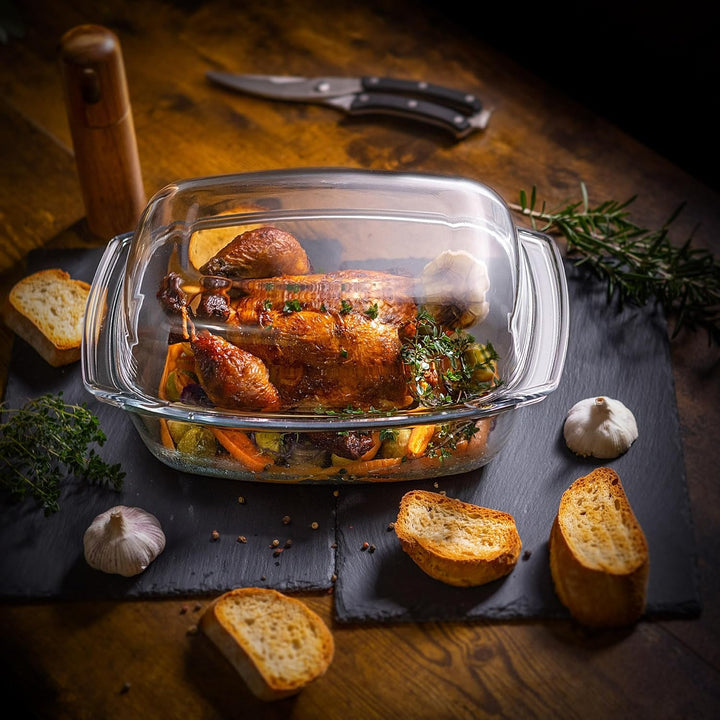 KADAX Auflaufform 7L aus hitzebeständigem Glas – rechteckige Glasform zum Braten & Backen, feuerfest
