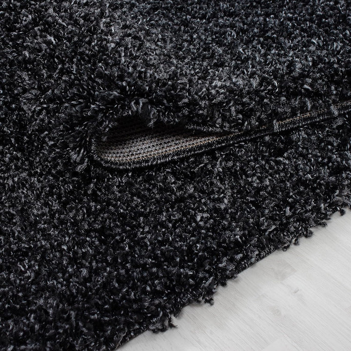 HomebyHome Teppich Rund Hochflor 120 cm Rund - Shaggy Runder Teppich Wohnzimmer Anthrazit Extra Weic