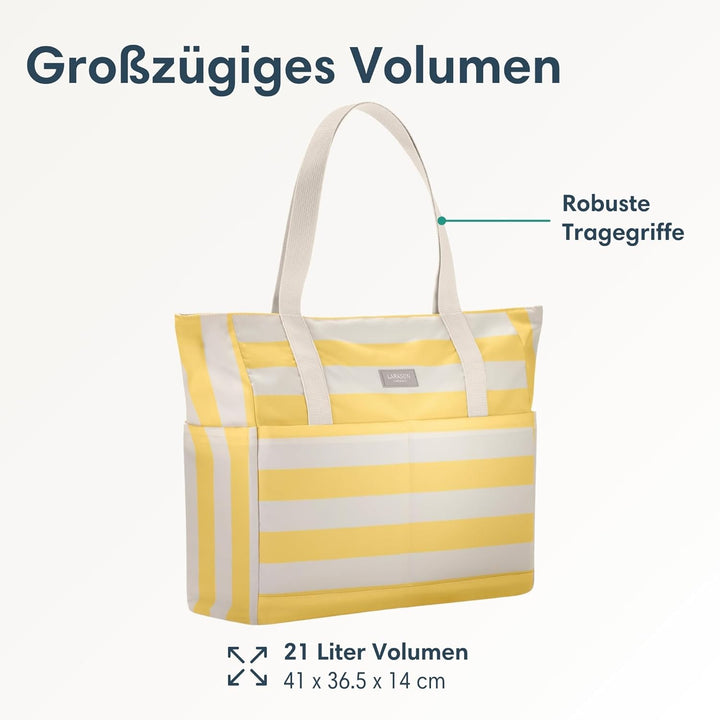 LARKSON Strandtasche Damen & Herren - Linn - Grosse Beach Bag für Strand, Schwimmbad, Pool - Tote Ba