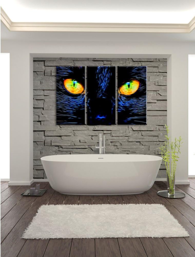 Pixxprint Katze mit Augen als Leinwandbild/Grösse: 3 Teilig (120x80 cm) cm/Wandbild/Kunstdruck/ferti