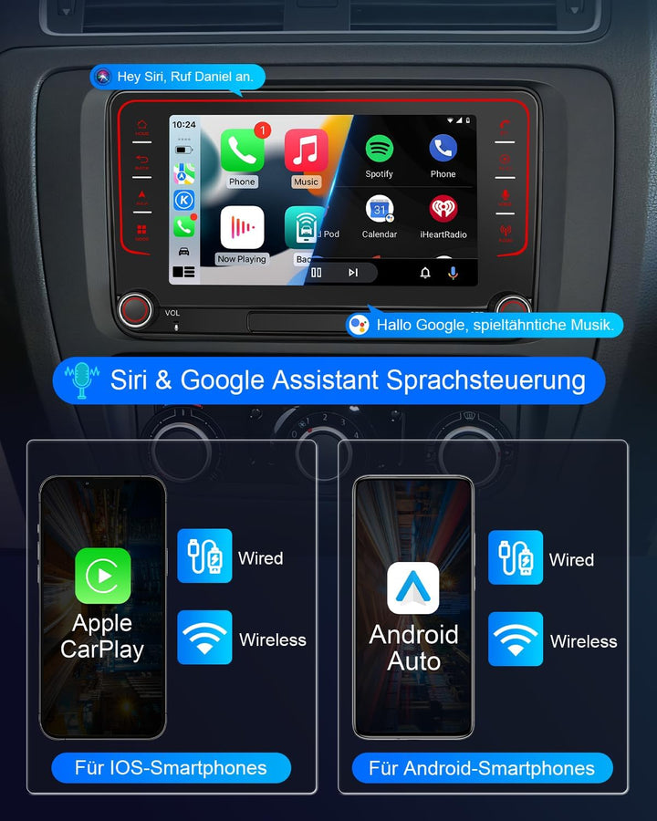 Autoradio mit Bildschirm für VW Golf 5 6 T5 Passat Polo 6R Tiguan Seat Skoda, 8-Kern 4+64GB VW Caddy