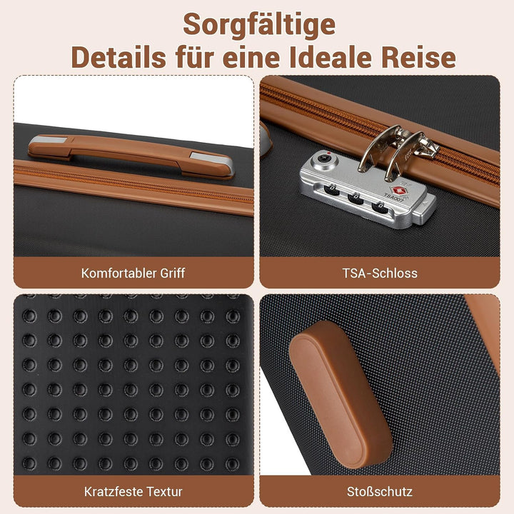 KONO Koffer Trolley Gross Hartschalenkoffer Reisekoffer von ABS Hartschalen Handgepäck mit 4 Spinner