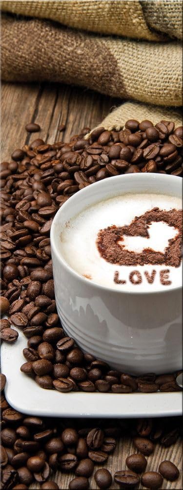 artissimo Glasbild Küche 30x80 cm Küchenbild modern: Cappuccino mit Herz AG8911A – Wandbild Küche Ho