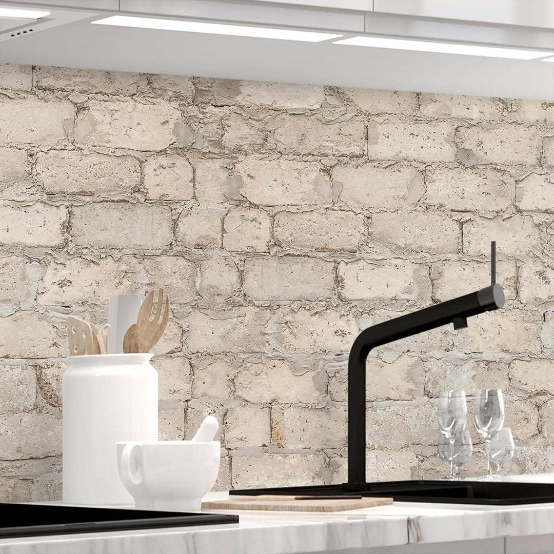 StickerProfis Küchenrückwand selbstklebend Glasoptik - ALTE Mauer - 1.8mm, Versteift, alle Untergrün