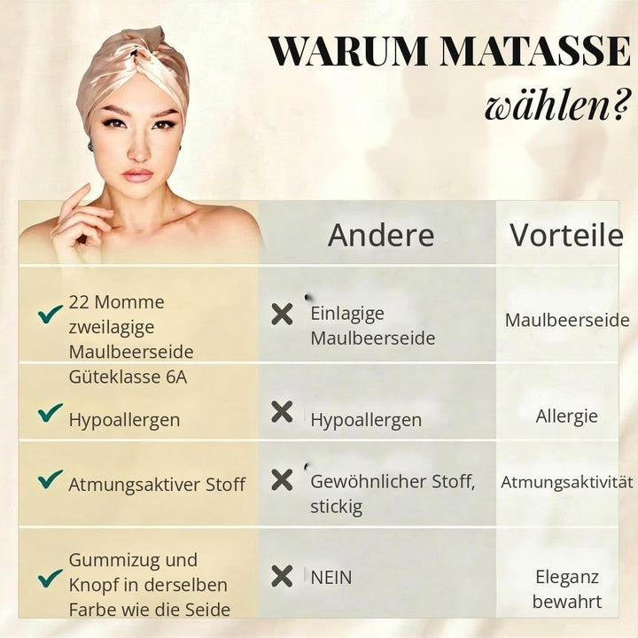 MATASSE Seidenhaube Zum Schlafen Aus 22 Momme Maulbeerseide, Verstellbares Bonnet Seide Für Damen, D