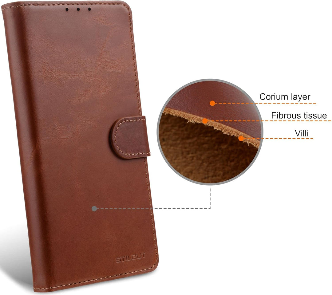 STILGUT Talis kompatibel mit Google Pixel 7 Pro Hülle mit Kartenfach aus Leder, Wallet Case, Lederhü
