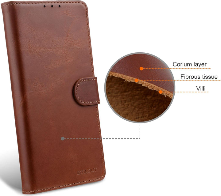 STILGUT Talis kompatibel mit Google Pixel 7 Pro Hülle mit Kartenfach aus Leder, Wallet Case, Lederhü