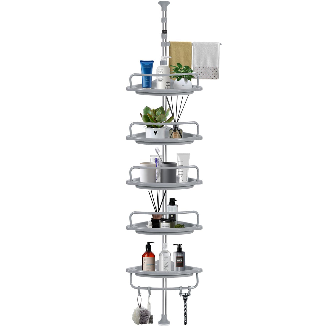 GUHAOOL Badezimmerregal, Teleskopregal, Duschregal, höhenverstellbar 100 – 320 cm, Edelstahl, ohne B