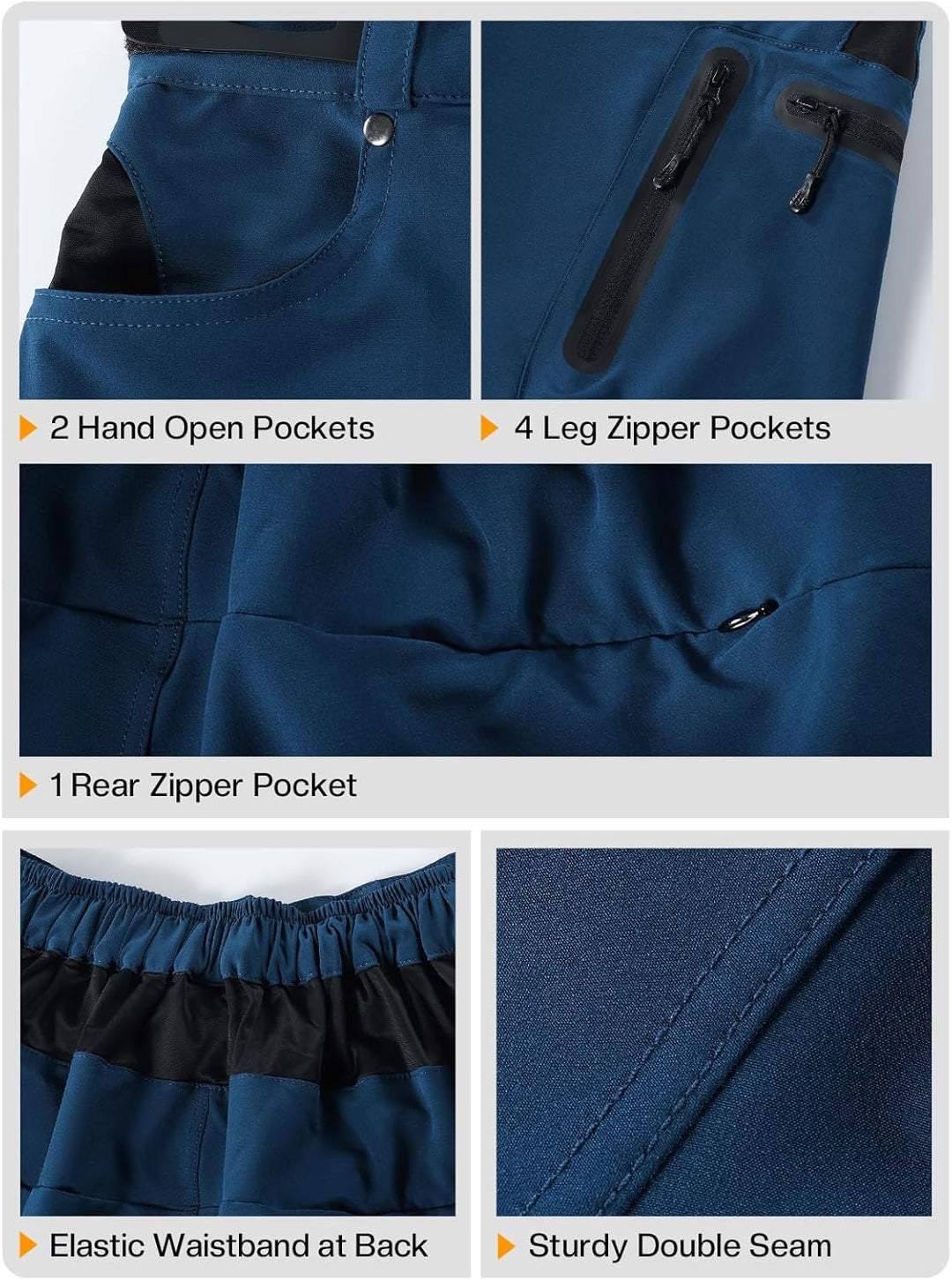 ARSUXEO Herren Radhose Loose Fit MTB Shorts Wasserabweisende Outdoor Sporthose mit 7 Taschen 1202 S