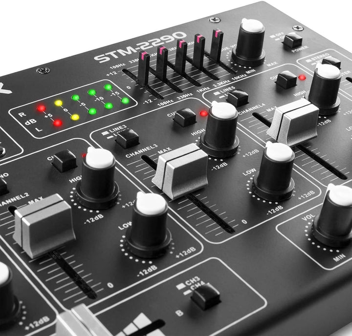 Vonyx STM2290 8-Kanal DJ Mischpult Bluetooth, DJ Mixer, Audio Mixer mit USB MP3 Player, Audio Mischp