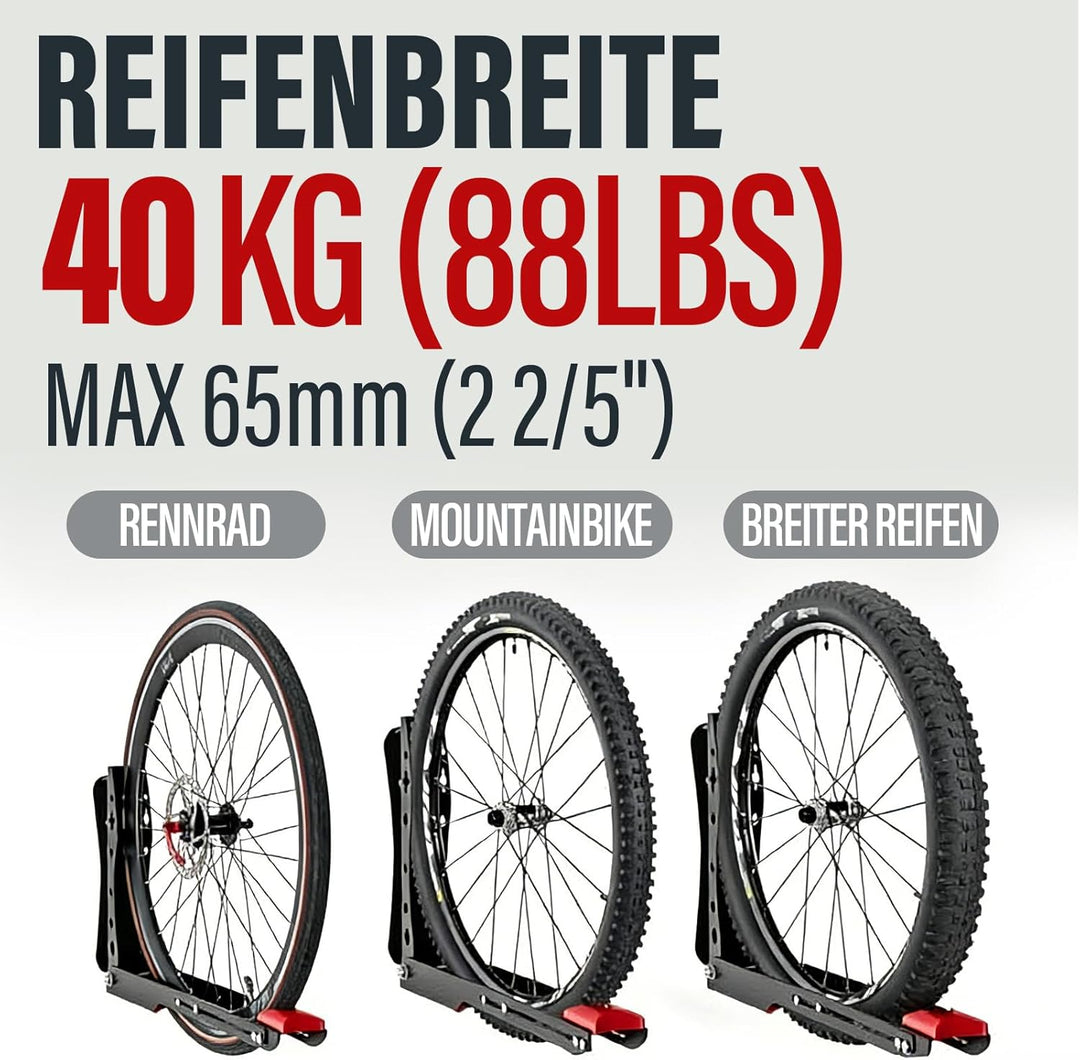 Fahrrad Wandhalterung schwenkbar| Bis 40 kg | Vertikaler Fahrradhalter für Garage & Keller | Klappba