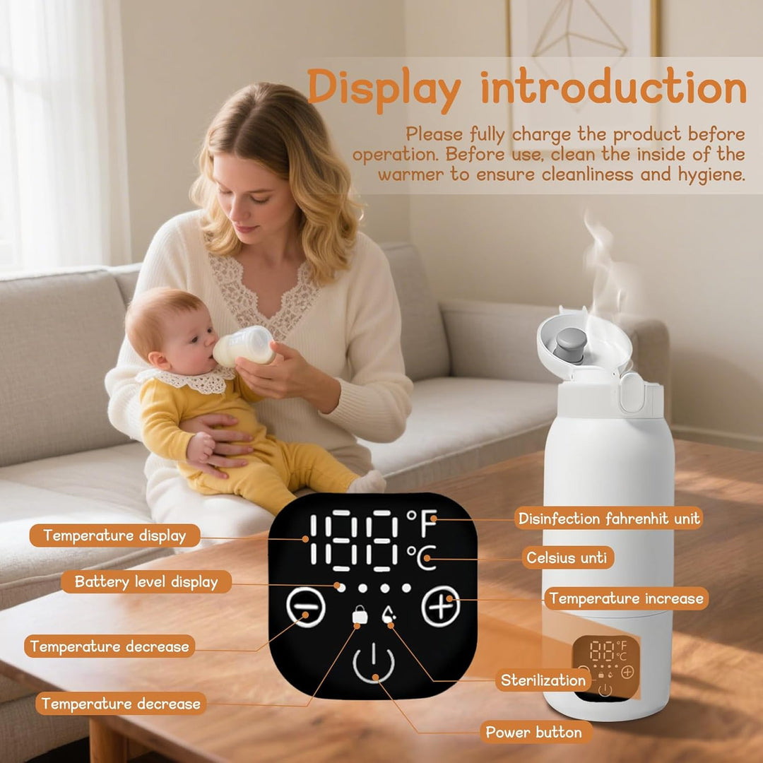 Baby Flaschenwärmer, Fast Baby Milk Bottle Warmer, Temperaturkontrolle 35~70 °C mit Digitalanzeige,
