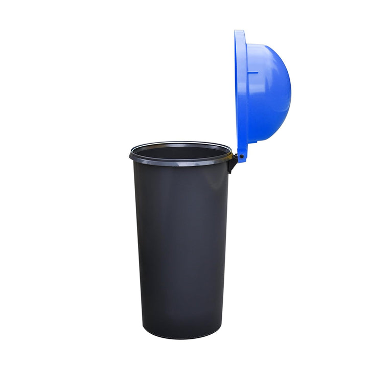 KUEFA HD-LA 60 Liter Mülleimer, Müllsackständer mit Laserbeschriftung (Blau, Papier) und Befestigung