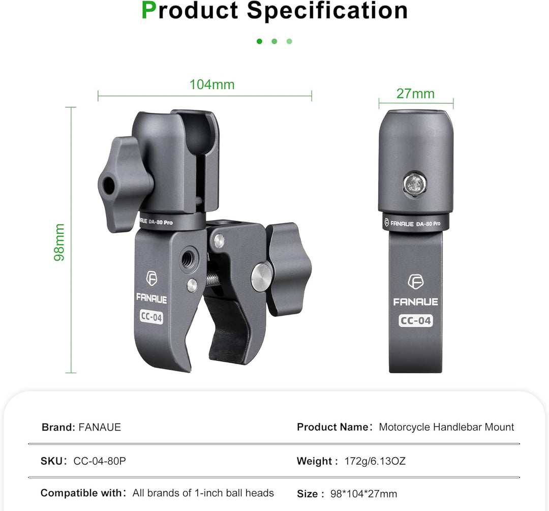 FANAUE Single Socket Arm with Handlebar Base Mount Strong Rod Clamp Compatible with RAM Mounts 1 Inc