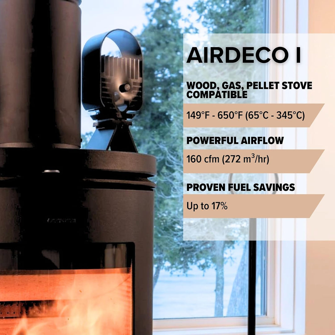 Ecofan Air Deco I, zeitgenössischen Stil, wärmebetriebener Holzofenventilator, 271 m³/h, 8203CAXBX,