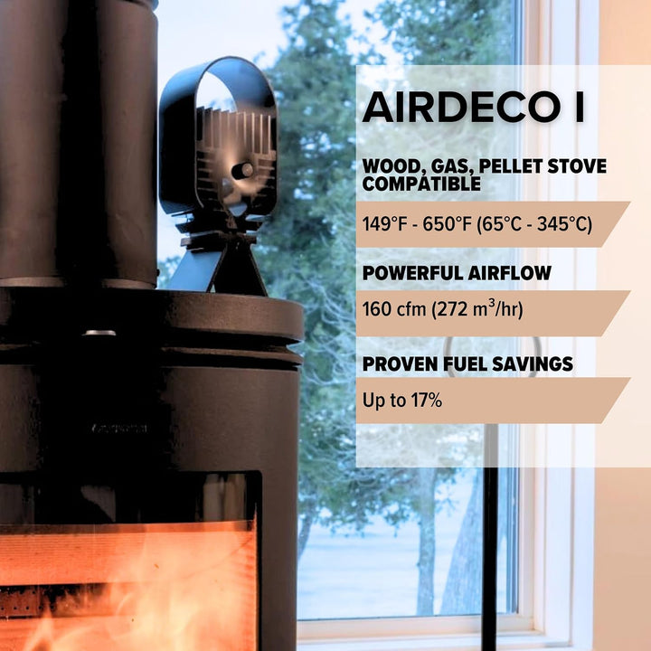 Ecofan Air Deco I, zeitgenössischen Stil, wärmebetriebener Holzofenventilator, 271 m³/h, 8203CAXBX,