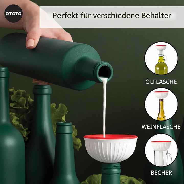 OTOTO Mushroom - Faltbarer kleiner Küchentrichter mit breiter Öffnung für Gläser. Flaschen Silikon 1