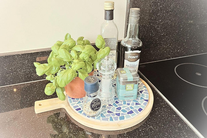Little Creations Mosaik Bastelset Runde Servierbrett Blau | DIY set Erwachsene Mosaik Bastelset Rund