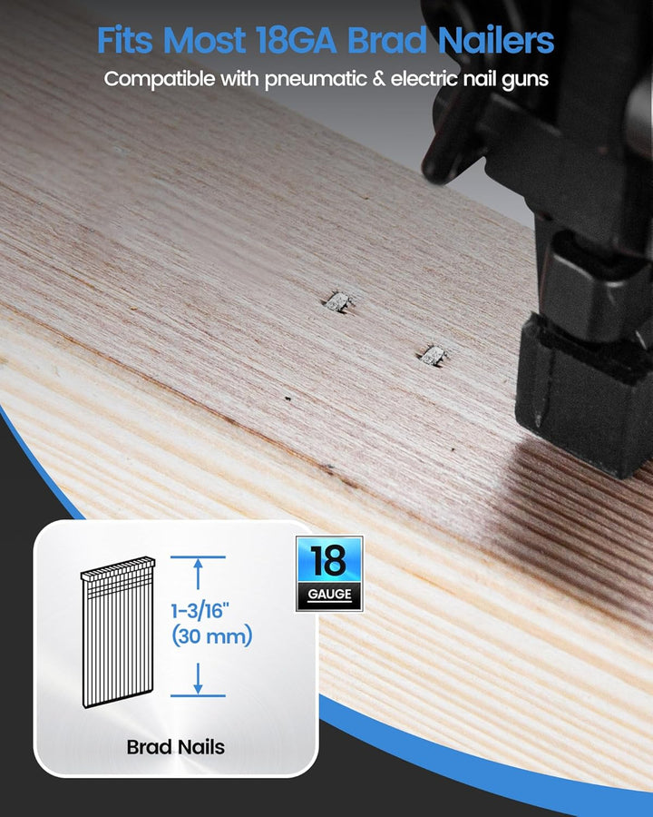 meite 18 Gauge Beinlänge 4,4 cm verzinkter Brad Nagel (5000 Stück/Box), 18GF1316, Silberfarben, full