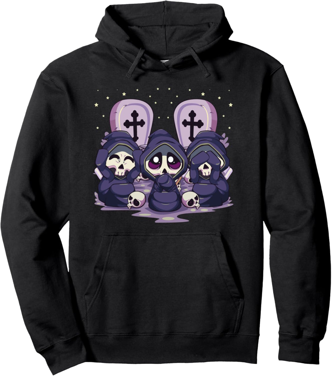 Three Wise Reaper Don't See Hear Speak Evil Pastellgoth Pullover Hoodie
