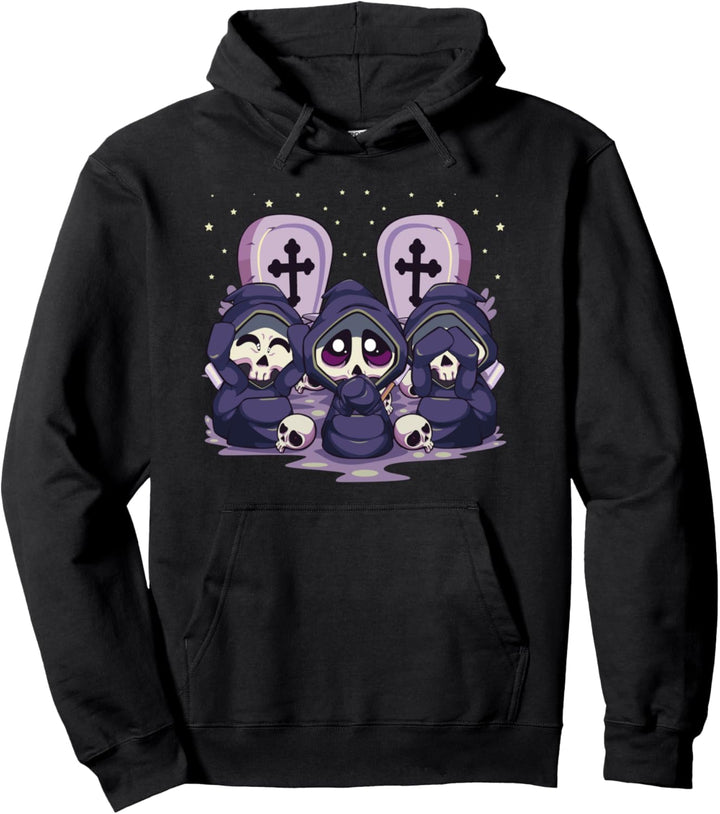 Three Wise Reaper Don't See Hear Speak Evil Pastellgoth Pullover Hoodie