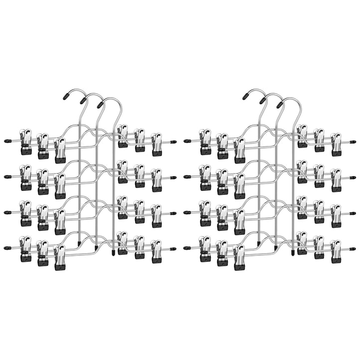 SONGMICS HosenbÜgel platzsparend, Mehrfach-RockbÜgel mit Clips, 6er Set, KleiderbÜgel aus Metall, fÜ