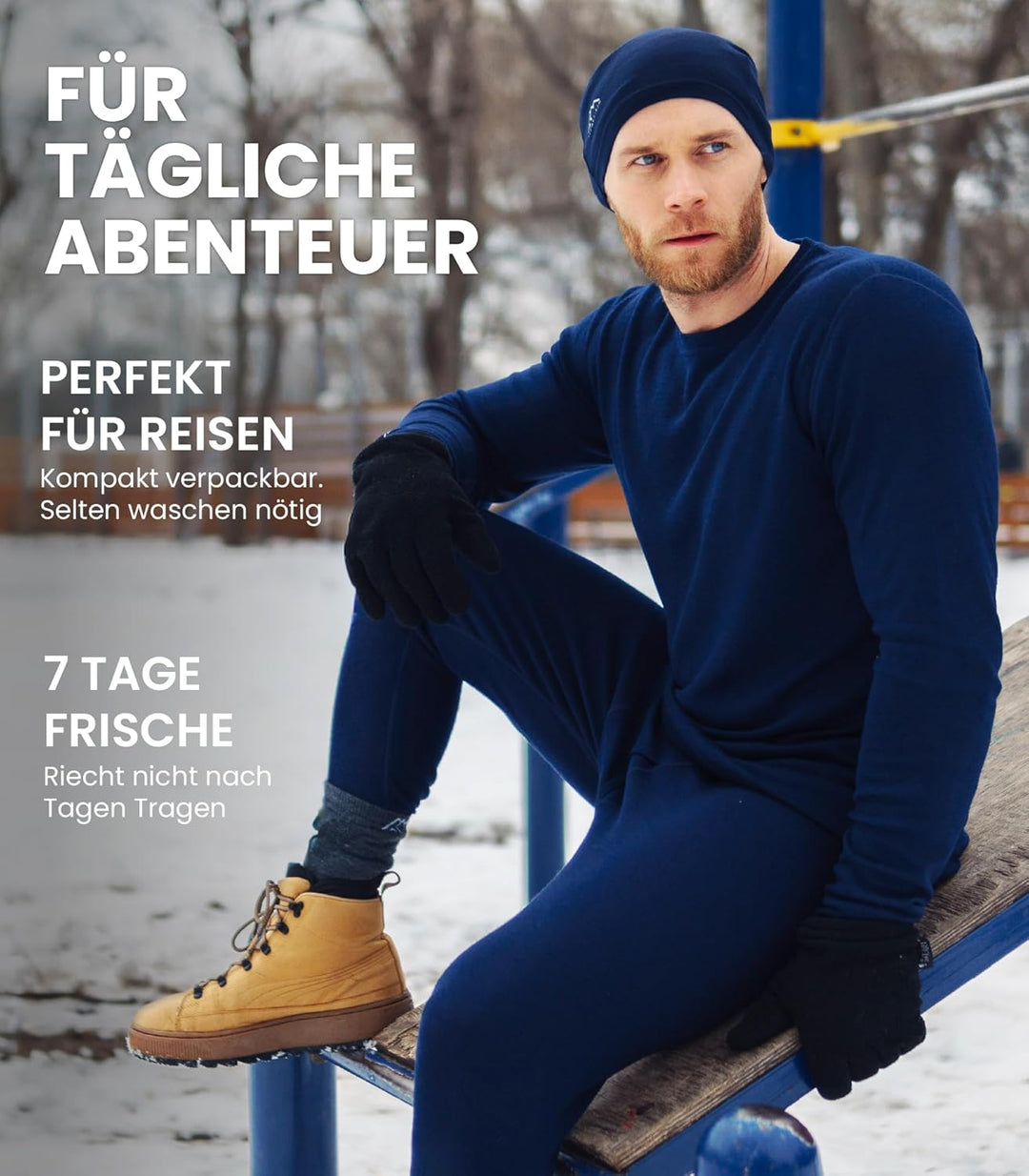 Merino Unterwäsche Herren - Lange Unterhosen Herren Merino Thermounterwäsche + Wollsocken Charcoal G