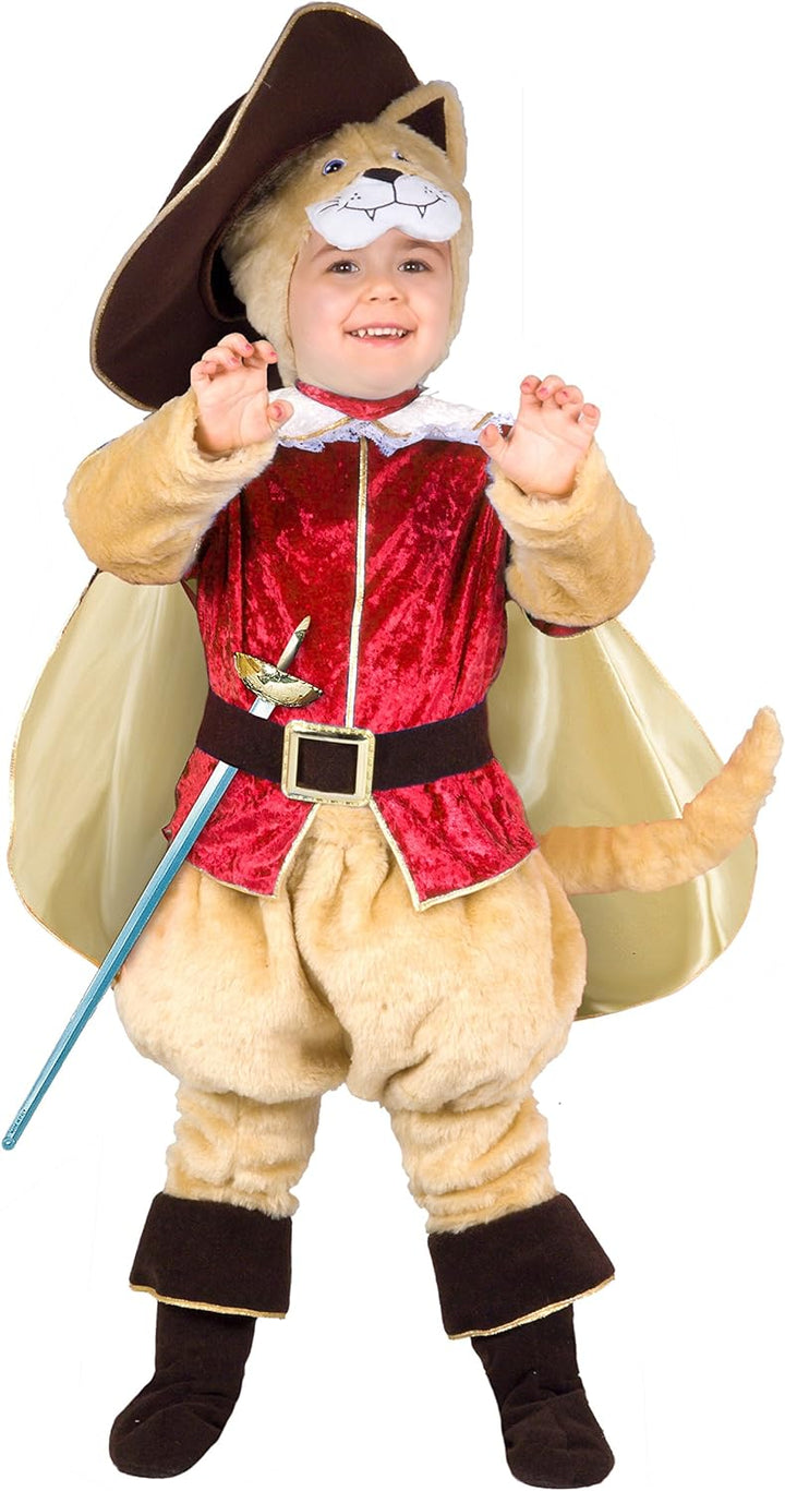 Ciao Hallo- Katze mit Stiefeln Kostüm Junge (3-4 Jahre), Beige/Rot, 14792.3-4 Beige/Rosso/Marrone 3-