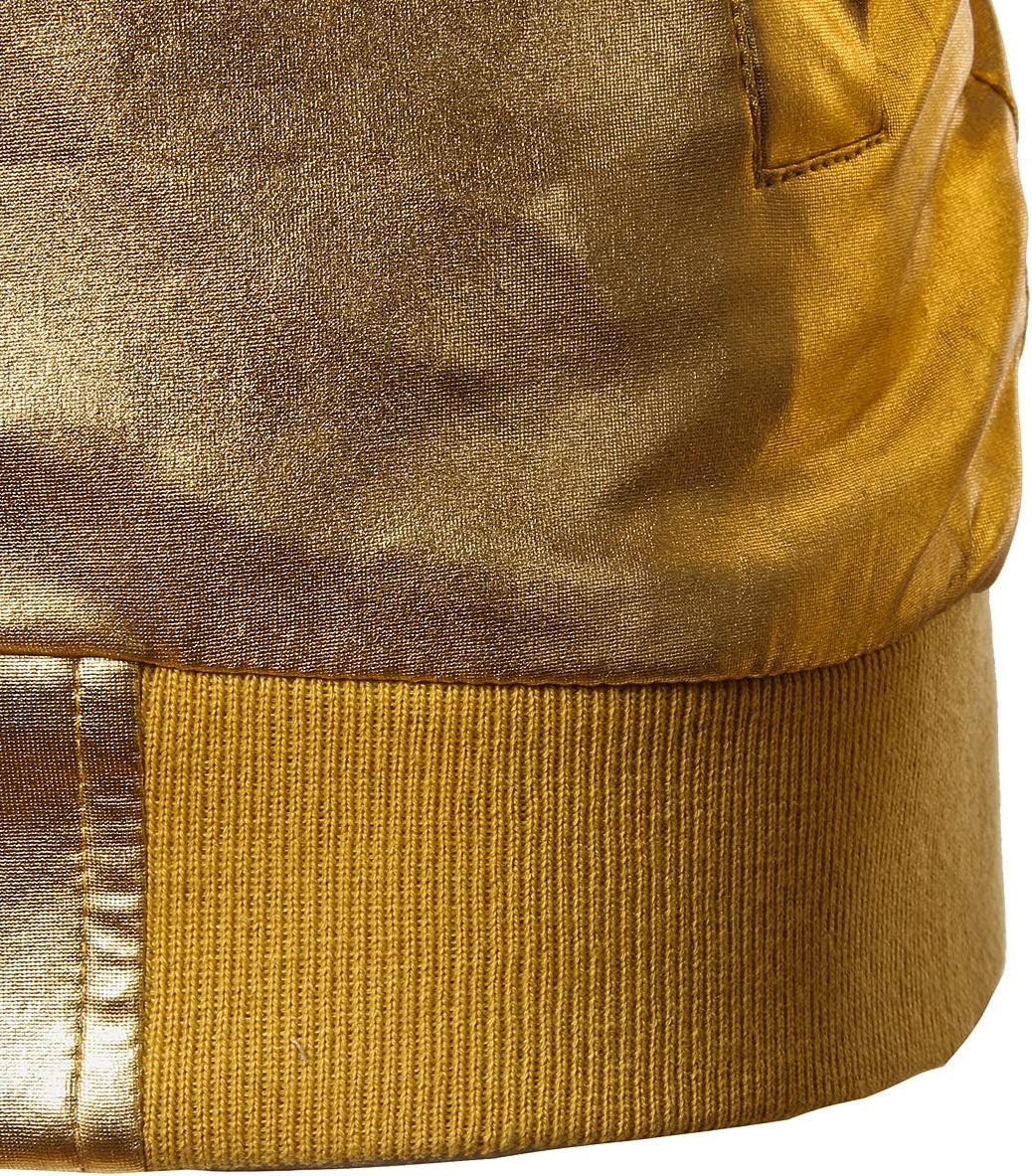 JOGAL Herren Metallic Nachtclub Reissverschluss Baseball Bomber Jacke XXL Gold, XXL Gold